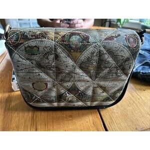 Goby Handbag‎ Map Print Travel Theme Satchel Purse Womens Unique Accessory